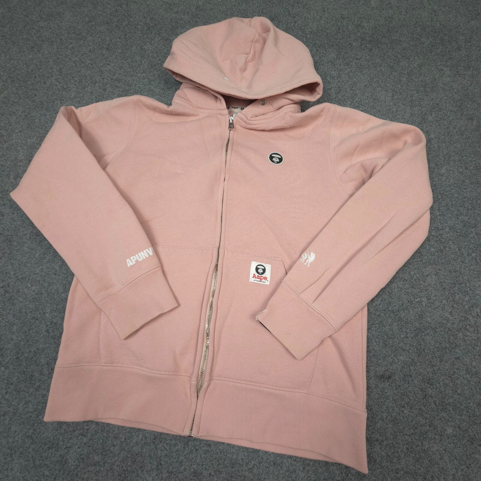 AAPE Jumper Womens MEDIUM pink Hoodie Long Sleeve Full Zip A Bathing Ape Size M image 6