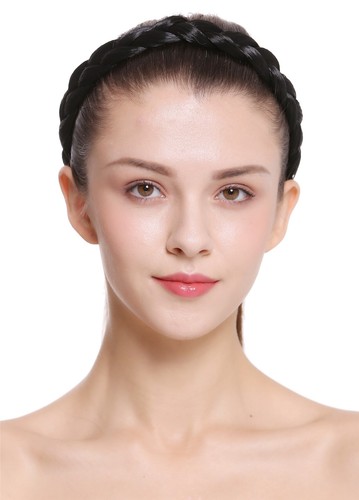 Braided Hairband Hair Hoop Traditional Deep Black Tracht CXT-007-001 - Picture 3 of 4