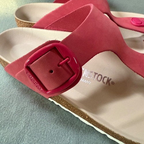 Infradito Birkenstock Giza fibbia grande BB LENB rosa EU 39 UK 6 vestibilità regolare - Foto 5 di 8