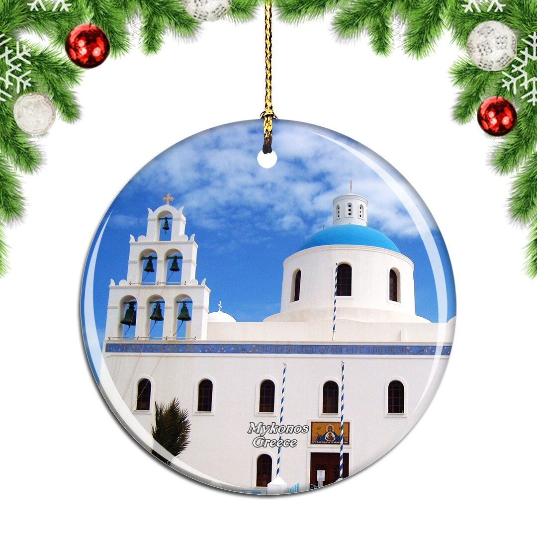 Greece Church Mykonos Christmas ornament city travel souvenir