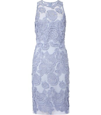 reiss meghan floral lace dress Beige Lace Trim Printed Mesh High Neck Midi Dress