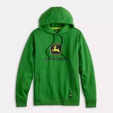 John Deere NEW Green Men's Pullover Hoodie Sweatshirt SIZE SMALL Logo Sweater