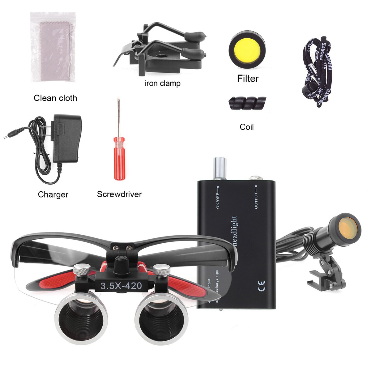 DY-409 3.5X Dental Binocular Loupes with 5W LED Headlamp