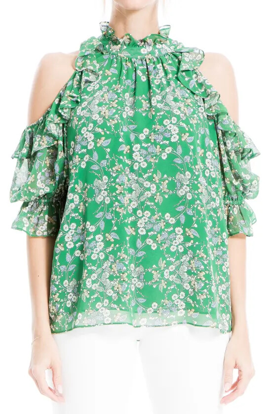 cold shoulder ruffle shirt