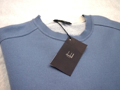 Dunhill Cotton Cashmere French Blue Crewneck Sweater NWT $750 Made in Italy 