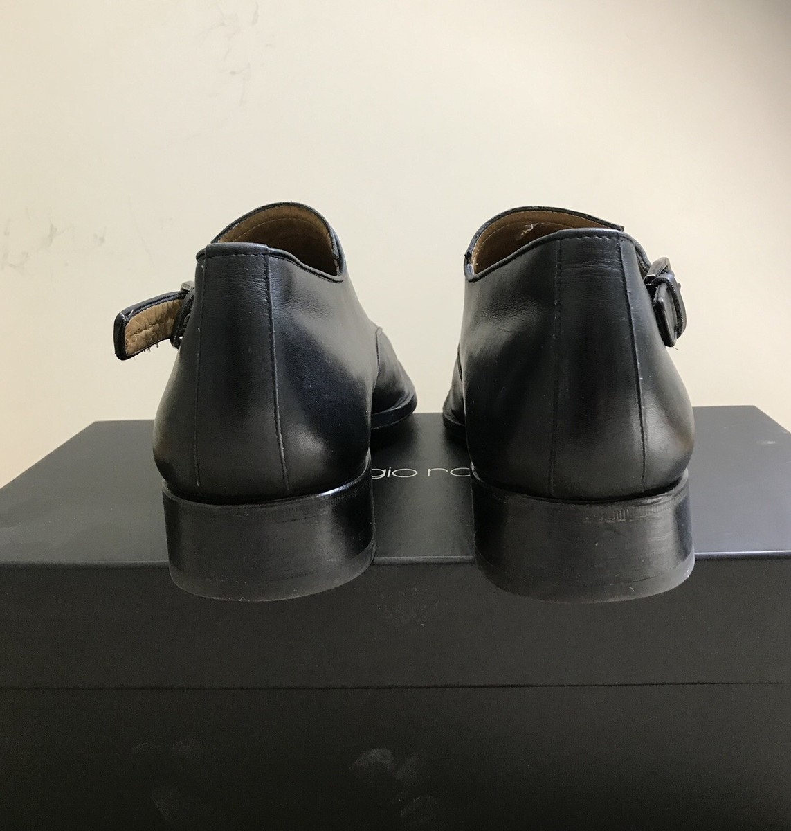 Sergio Rossi Black Leather Monk Strap Buckle Shoes Italy Sz  display picture 3