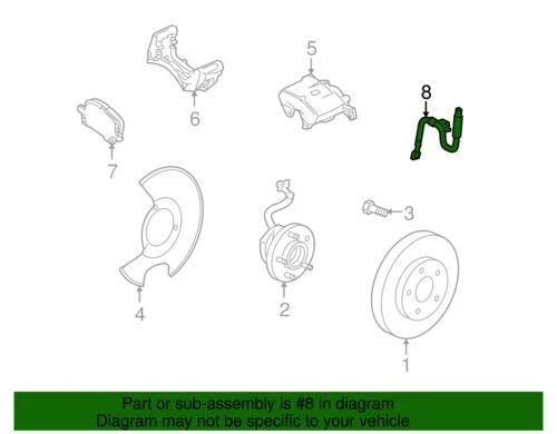 Conjunto de manguera de freno hidráulico delantero derecho Pontiac original GM 2004-2012 25874781 Foto 2 de 2