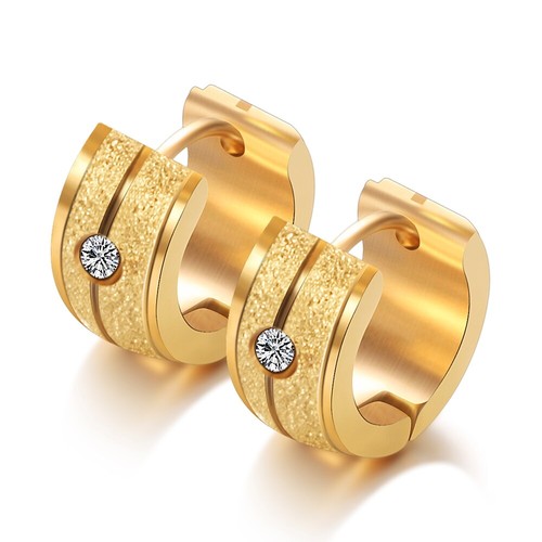 Damen 13mm Creole Klappcreole Ohrring aus Edelstahl mit Zirkonia - gold / silber - 第 4/13 張圖片