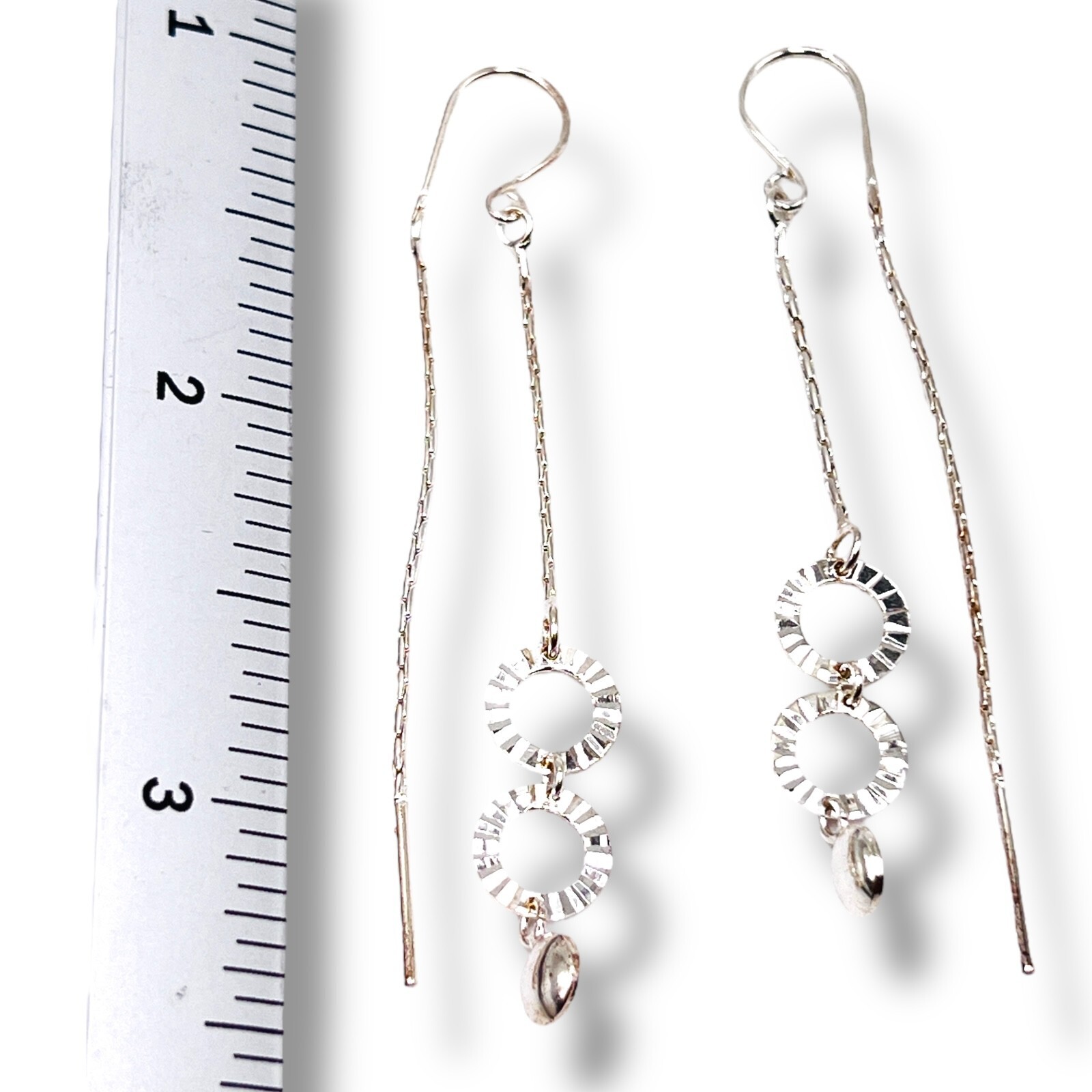 925 Sterling Silver Threader Drop Dangle Circle E… - image 4