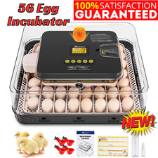 Egg Incubator for Hatching 56 Eggs w/Automatic Egg Turning Built-in LED Candler-