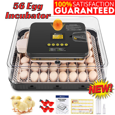 Egg Incubator for Hatching 56 Eggs w /Automatic Egg Turning Built-in LED Candler