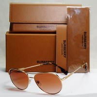 Burberry Sunglasses Gold Pilot Tara Metal Brown Gradient BE 3122 1109/13 59mm
