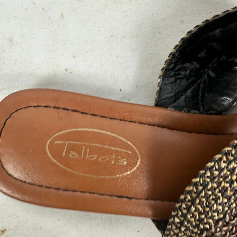 Sandalias Talbots para mujer con correa trenzada talla 8,5B chanclas de cuero marrón y negro Foto 4 de 4