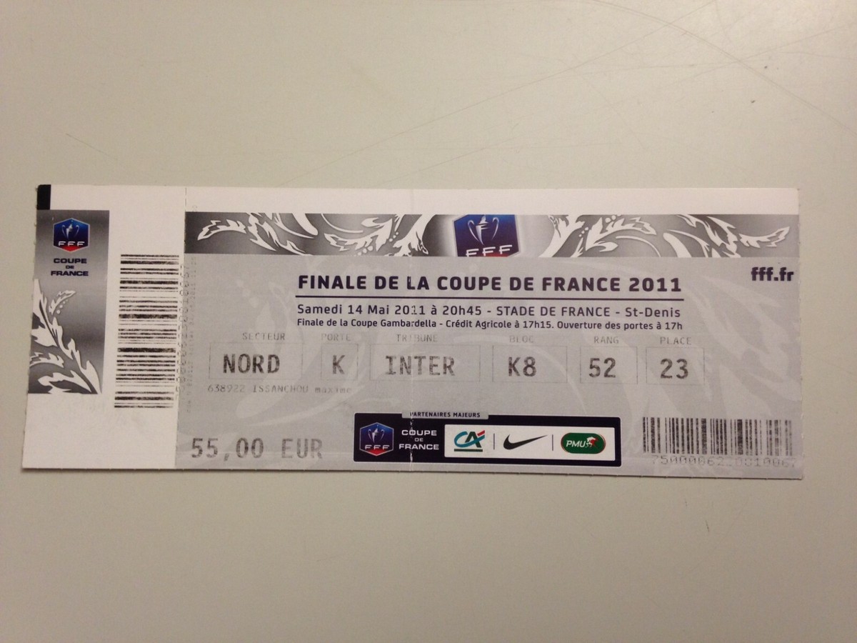 Ticket Match PSG - Evian TGFC Coupe De France 2010 - Objet De Collection
