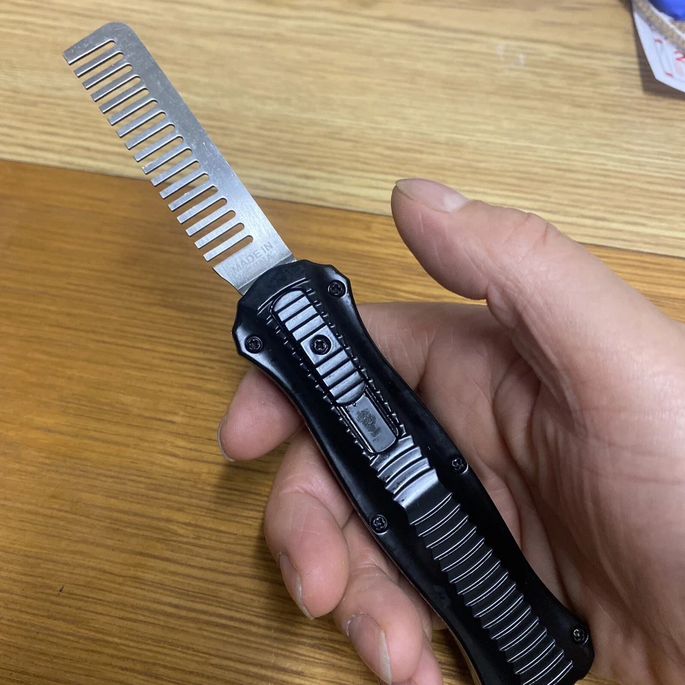 Metal  comb OTF Black  for  Beard Shaving Hair Style | EDC Pocket Carry gift - Image 4 of 4