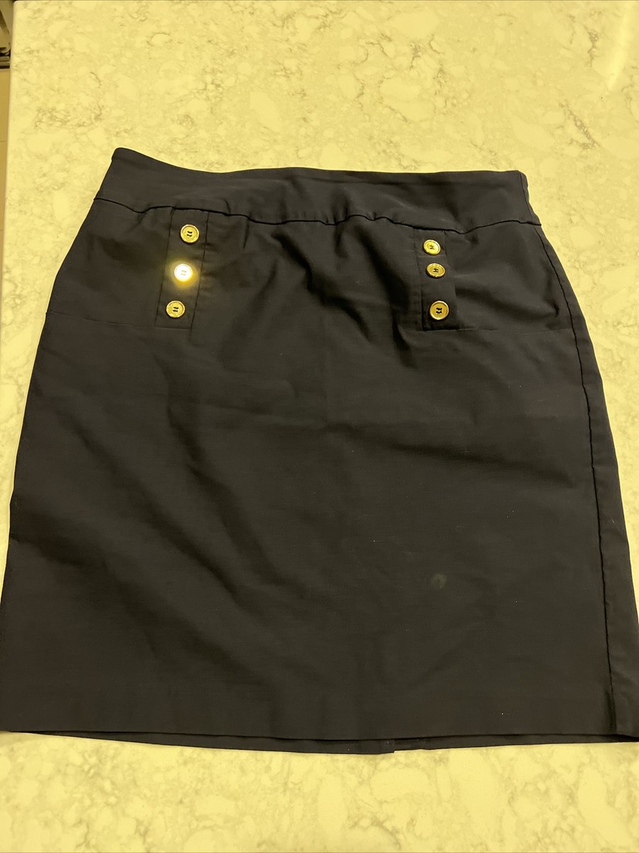 Peck & Peck Navy Skirt Front Nautical Gold Buttons sz 14 | eBay