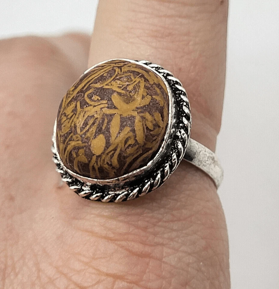 Anillo Cabujón Redondo Piedra Miriam Bohemio Talla 9.5 Foto 2 de 4