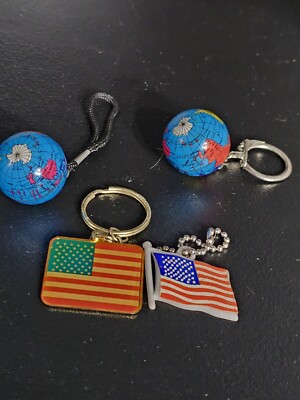 Vintage Lot Assorted Random Retro  Keychains USA WORLD GLOBE