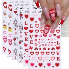 Valentine's Day Nail Stickers Heart Nail Decals Valentines Nail Art Stickers 
