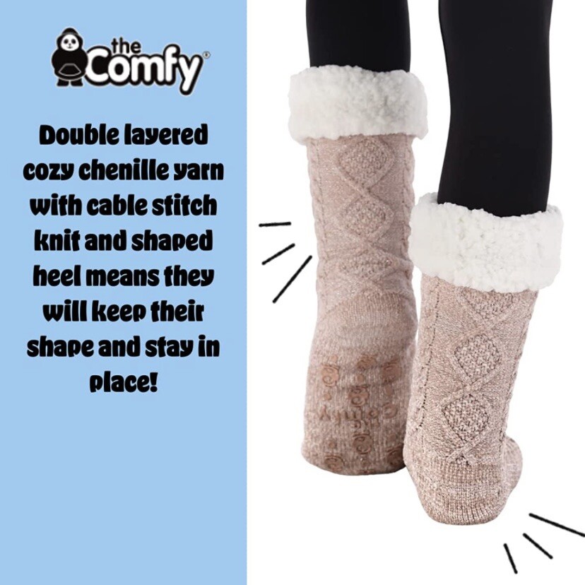 SAOLA THE COMFY Calze pantofole con suola antiscivolo Blush Sparkle (taglia unica)