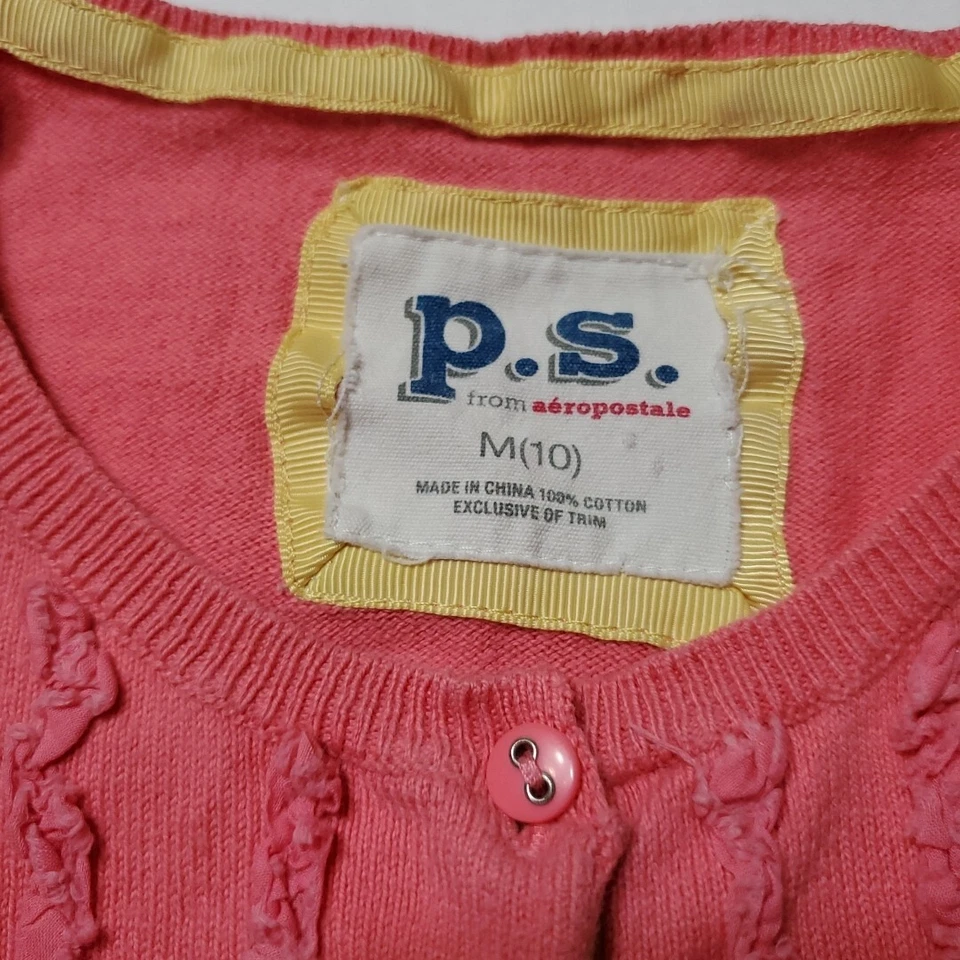女孩 P.S. From Aeropostale 纽扣毛衣粉色 10 码  — 第 3/4 张图片