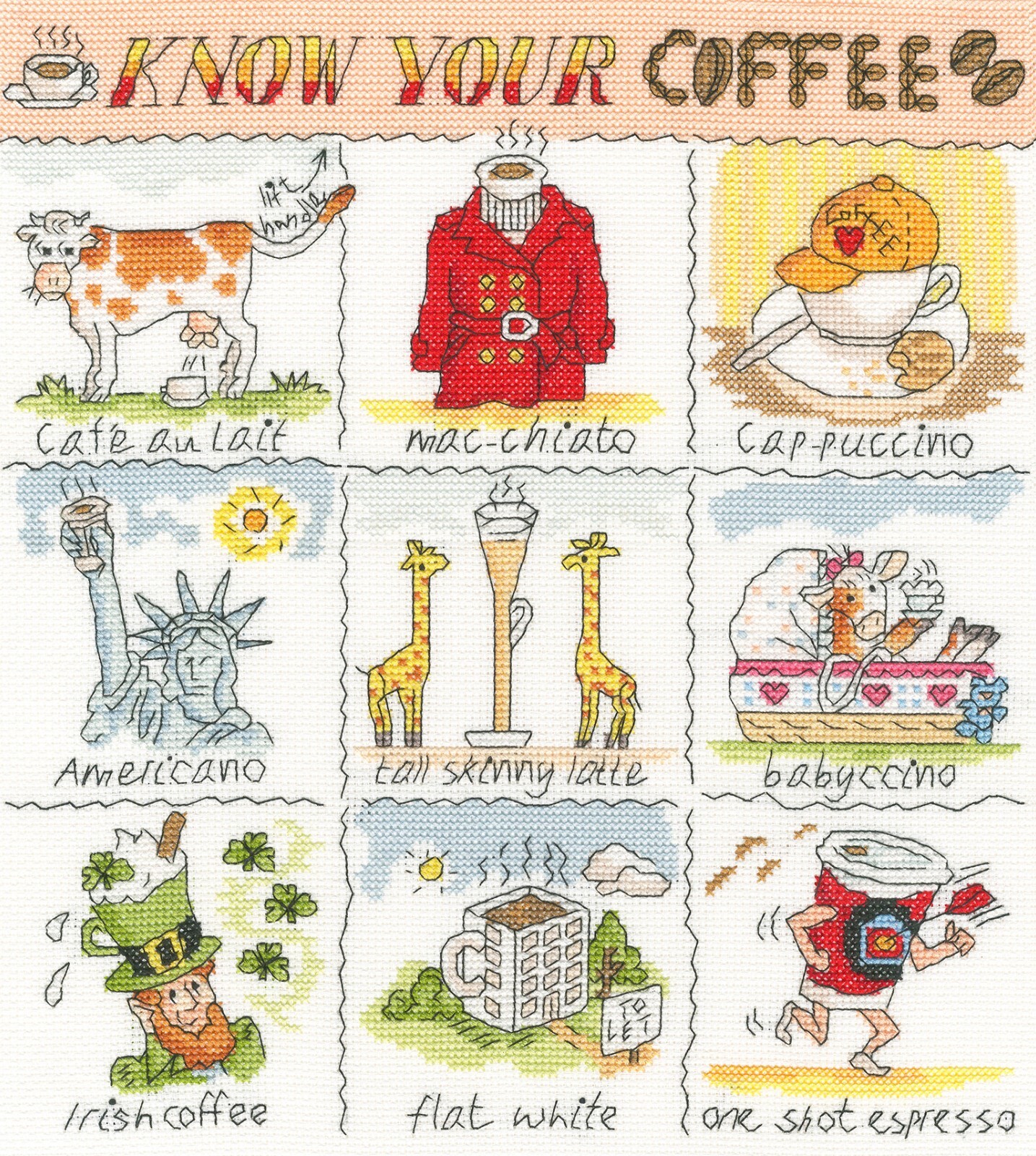 Know Your Coffee Cross Stitch Kit by Bothy Threads
