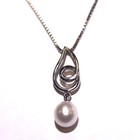 925 sterling silver pearl pearl swirl dangle teardrop pendant necklace box chain — photo 4