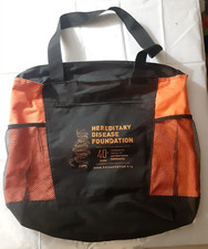Hereditary Disease Foundation 40th Anniversary Black  Orange Tote Bag zip