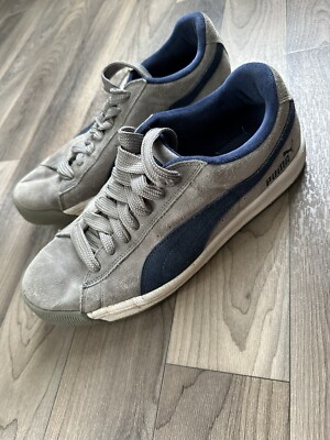 Men's Vintage Puma Suede Sneakers Grey/Blue Size 12