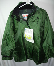 Mens NEW NWT Open Road Rip Stop 150D Rain Jacket Forest Green WIND SIZE M L 52"