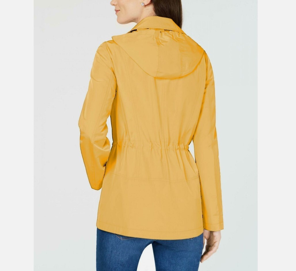 Charter Club Womens Petite PM Sour Lemon Yellow Hooded Anorak