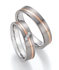 585Gold - Titan Eheringe + Diamant + Garantie Trauring Antragsring Hochzeitsring