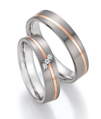 585Gold - Titan Eheringe + Diamant + Garantie Trauring Antragsring Hochzeitsring