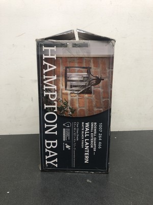 Hampton Bay Boswell Quarter 12.12 in. 1-Light Black Outdoor Wall Lantern Sconce