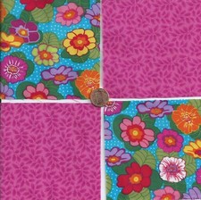 Beautiful Blooms 4 inch 100 Cotton Novelty Fabric Squares DE1
