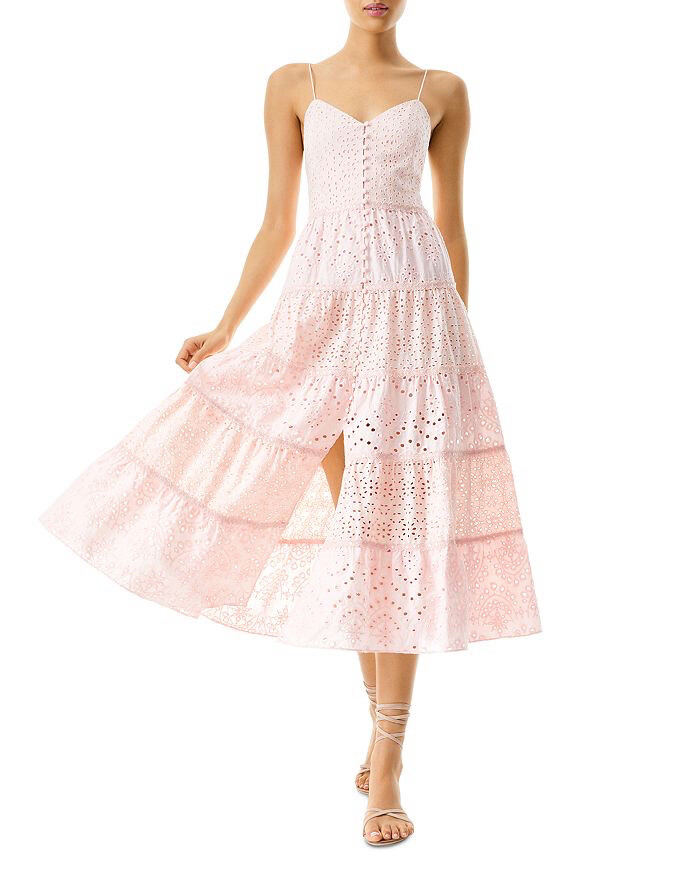 (残りわずか）Alice+Olivia SHANTI ティアードミディドレス Shanti Tiered Midi Dress In Avery Blue | Alice + Olivia