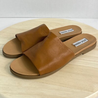Steve Madden Women's Sandals Sienna Slides Cognac Genuine