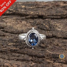 Valentines Deal 925 Sterling Silver London Blue Topaz Gemstone Band Ring Jewelry