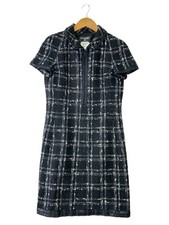 Chanel Tweed Dress with Corsage Black Cotton Size 8