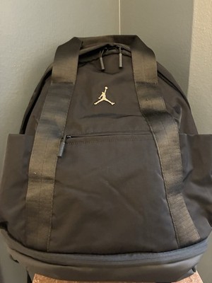 Jordan Alpha Backpack 28L Black Gold Jumpman Duffel Laptop Shoe Bag