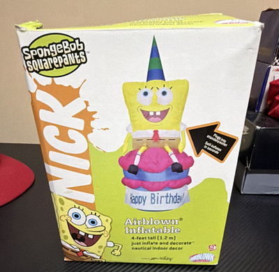 Nickelodeon SpongeBob SquarePants 4ft Yellow Birthday Airblown Inflatable