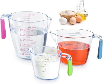 Measuring Cups Set, 3 Pcs Staable Plastic Liquid Measuring Cups with ML