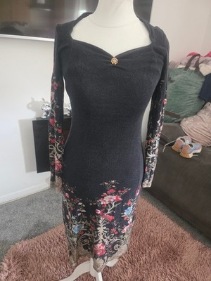 Roberto Cavalli  Stretchy  Bodycon / Empire Line - Fit  BLACK /FLORAL SIZE SMALL