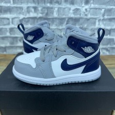 Nike Air Jordan 1 Mid TD White Midnight Navy Wolf Grey DQ8425-104 Baby Size 7C