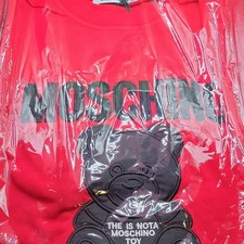 MOSCHINO Mens Red Crew Neck Pullover Sweatshi...
