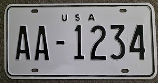 US FORCES GERMANY 1970's PROTOTYPE SAMPLE License Plate # AA 1234