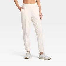Women's Velour Ribbed Jogger Sweatpants - All In Motion Cream S