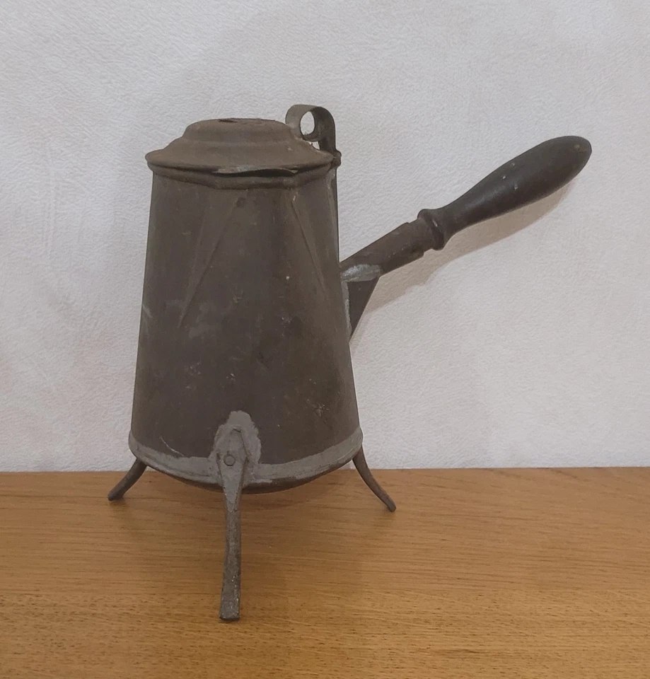 Lot 3 ancienne chocolatière métal fer bois / chocolat théière cafetière thé café - Photo 4/4