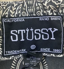 Stussy jacket khaki beige hooded Paisley lined workman skater mens small VTG 90s