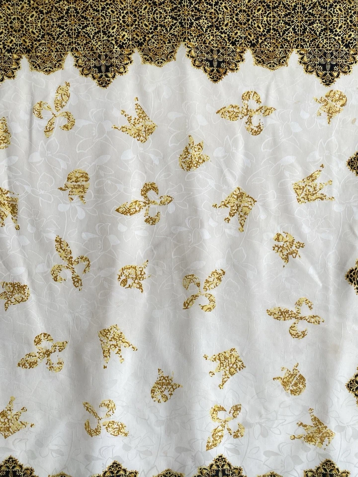 FISHIONABLE SIN MARCA Bufanda Mujer Seda Dorada Patrón Barroco 33"/34" GC Foto 3 de 4